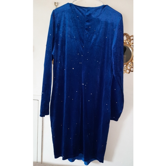Navy Blue Velvet Dress 2XL - Picture 3 of 4